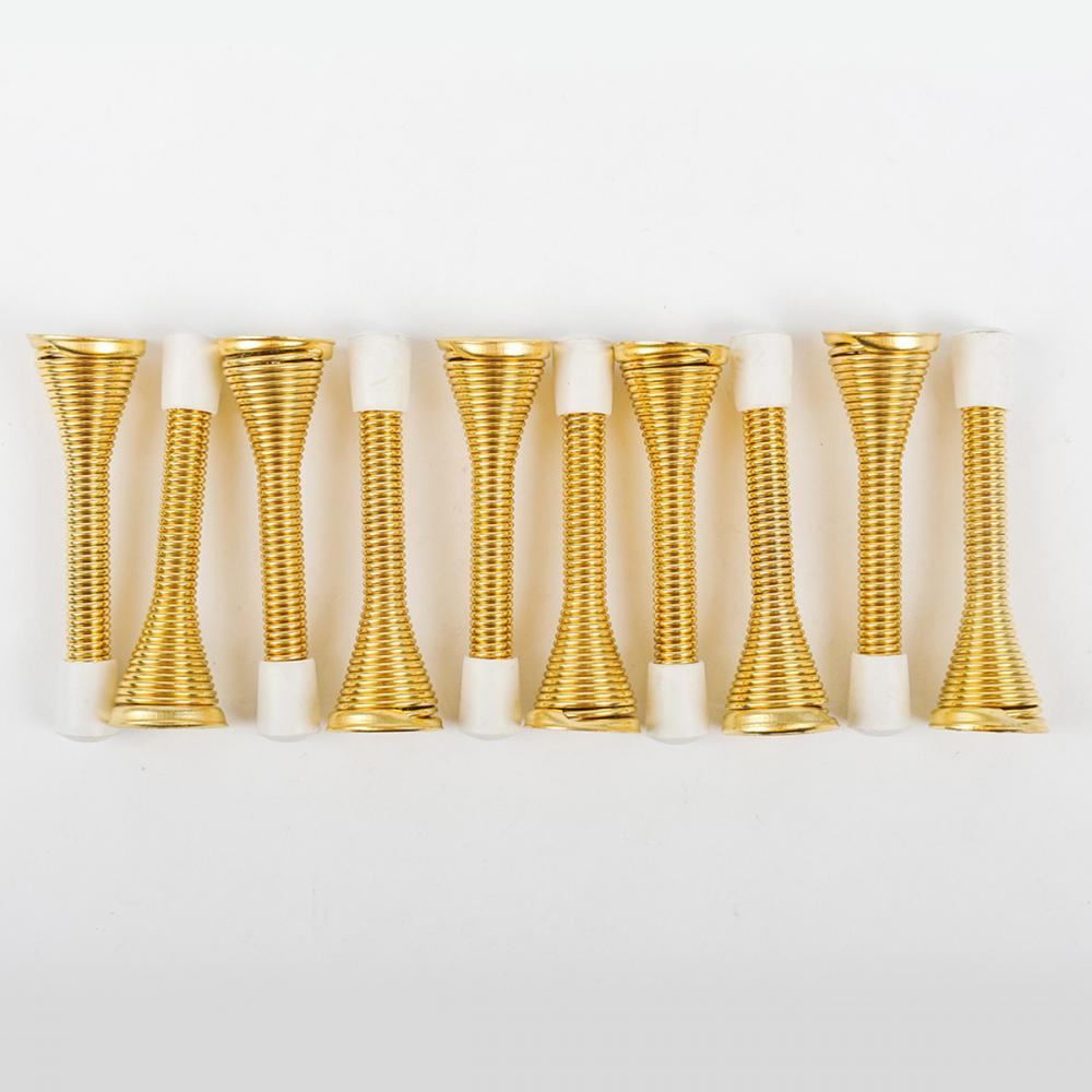 10PC Spring Door Stops 3in Brass Plated