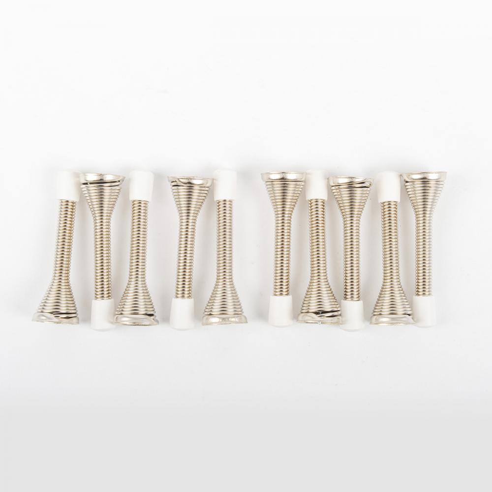 10PC Spring Door Stops 3in Silver