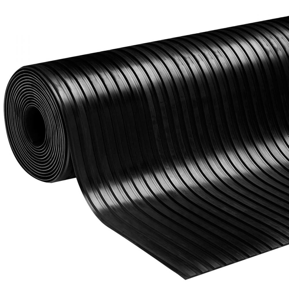 Ribbed Rubber Runner 27in x 50ft 3mm Black