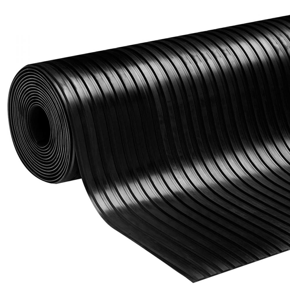 Ribbed Rubber Runner 36in x 50ft 3mm Black