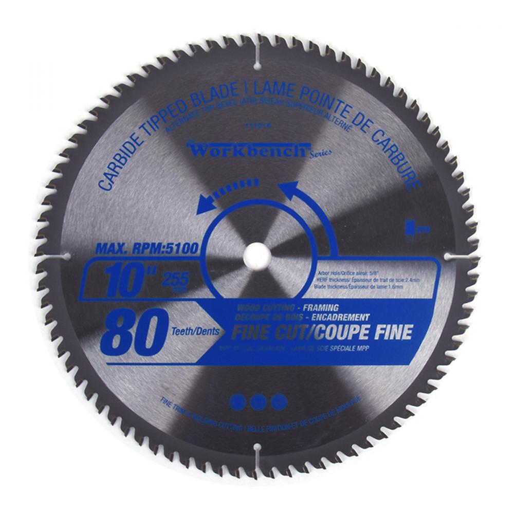 Saw Blade Fine Cut 10in (255mm) 80T 5100RPM -Wood