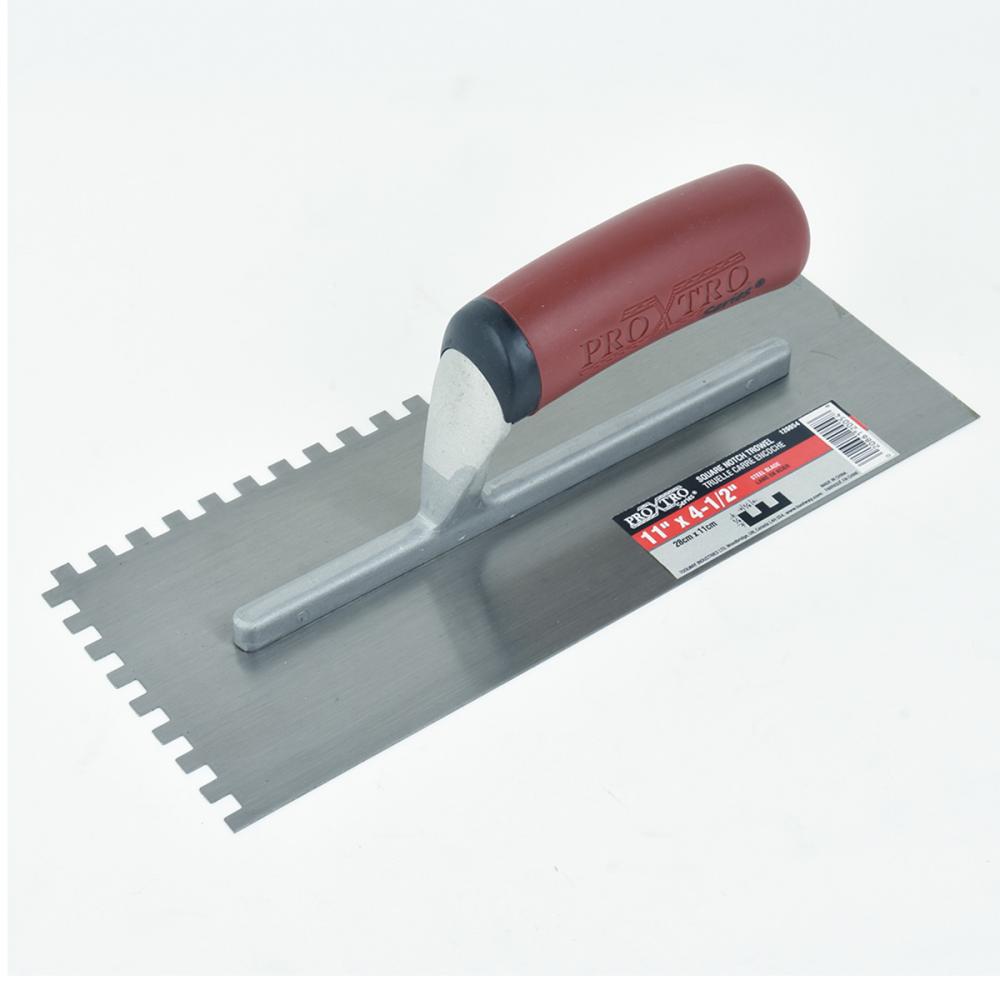 Trowel Notched 11in x 4½in (¼in x ¼in SQ Notch) Red Handle