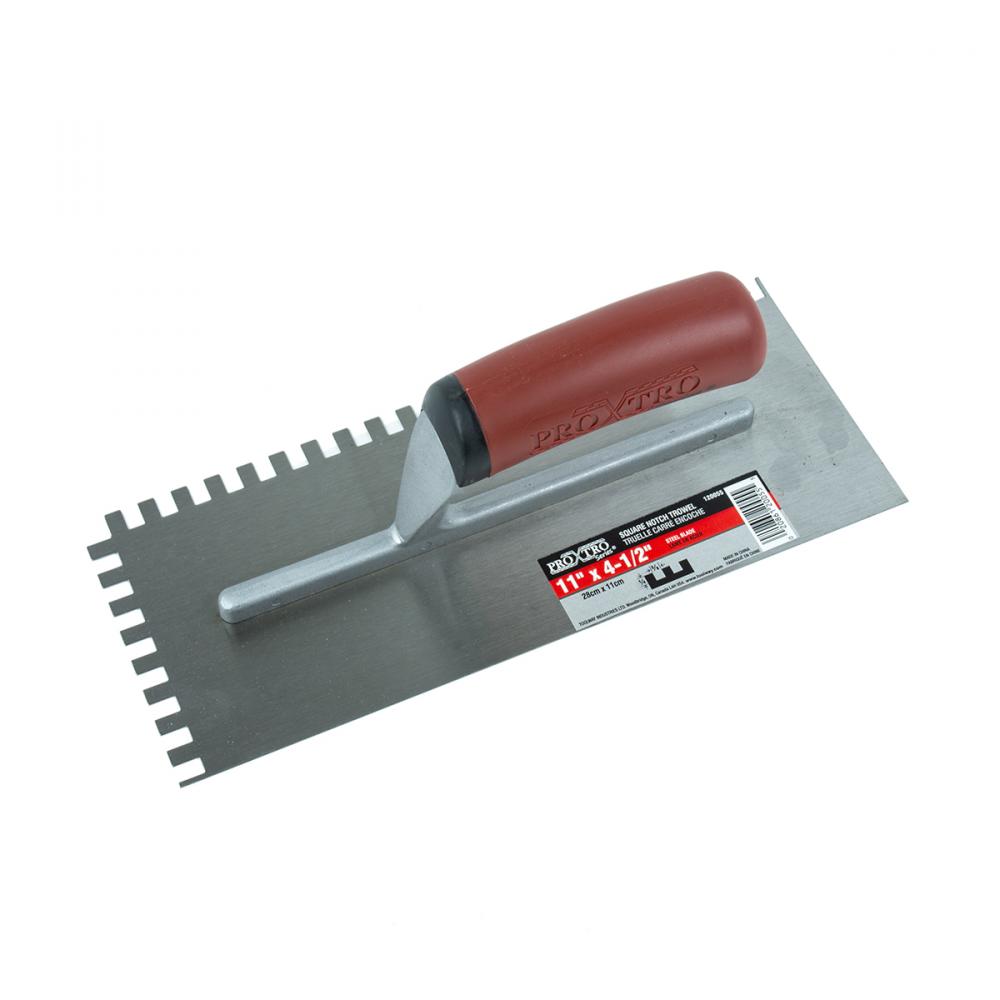 Trowel Notched 11in x 4½in (¼in x 3/8in SQ Notch) Red Handle