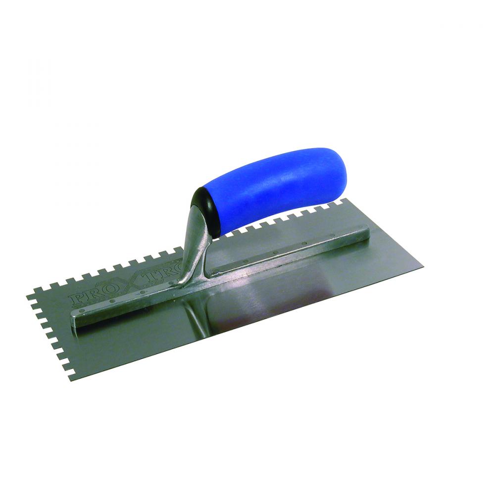 Trowel Notched 11in x 4½in (¼in x ¼in SQ Notch) Blue Handle