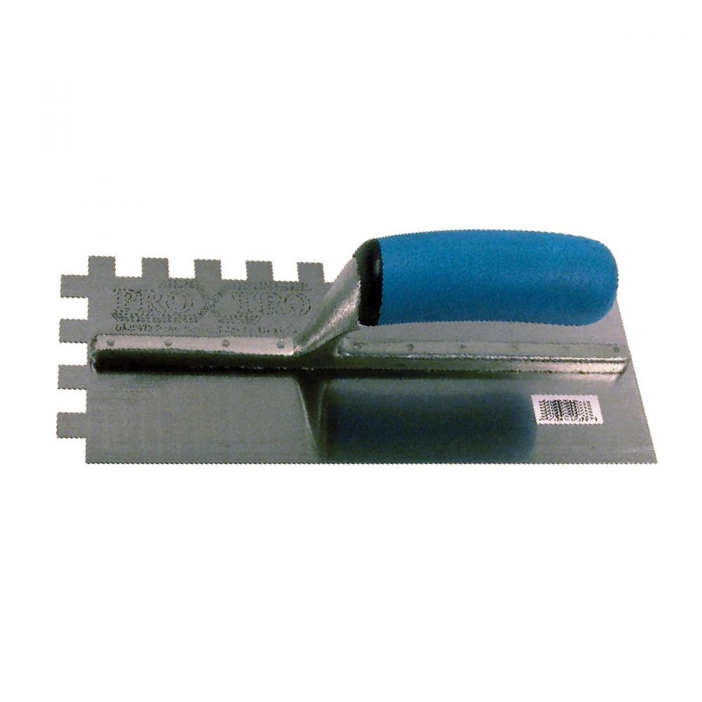 Trowel Notched 11in x 4½in (½in x ½in SQ Notch) Blue Handle