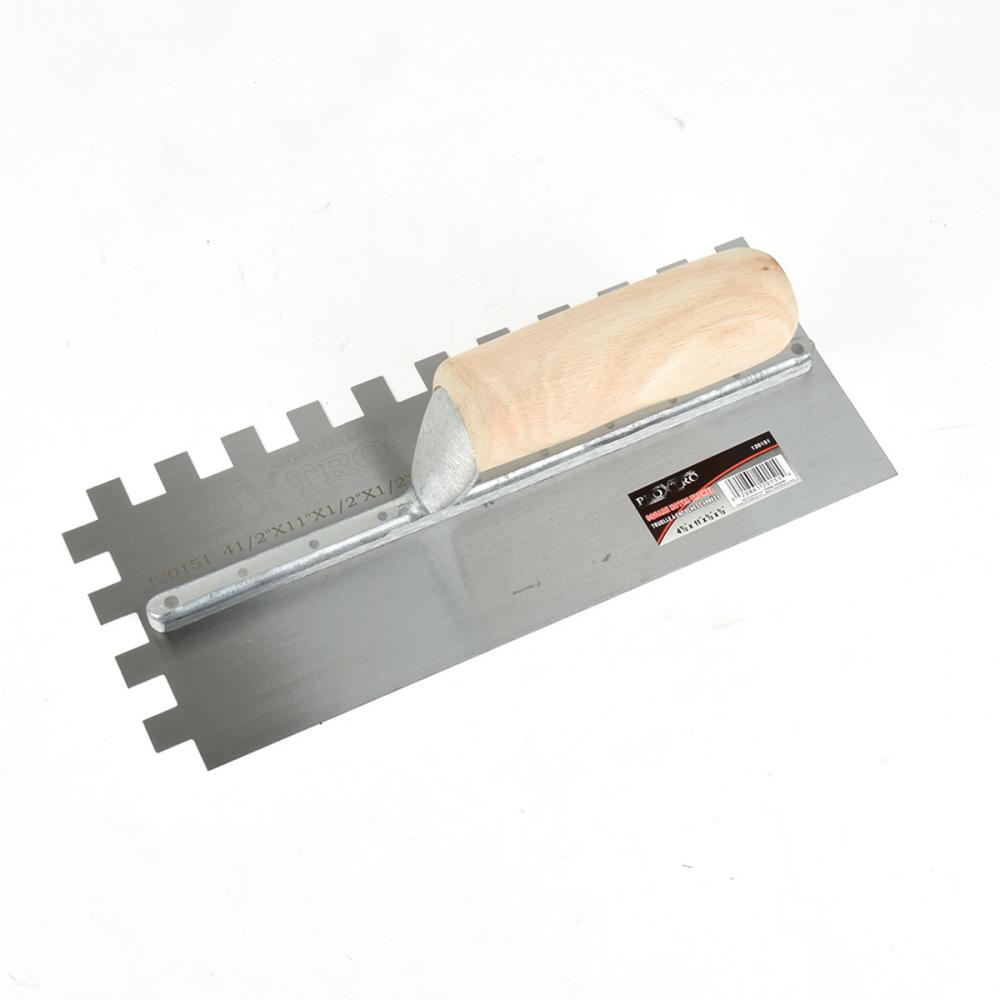 Trowel Notched 11in x 4in (½in SQ Notch) Wooden Handle