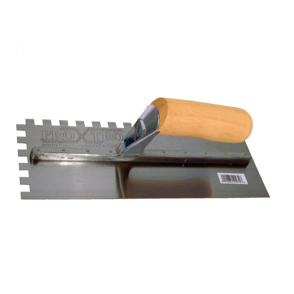 Trowel Notched 11in x 4in (3/8in SQ Notch) Wooden Handle