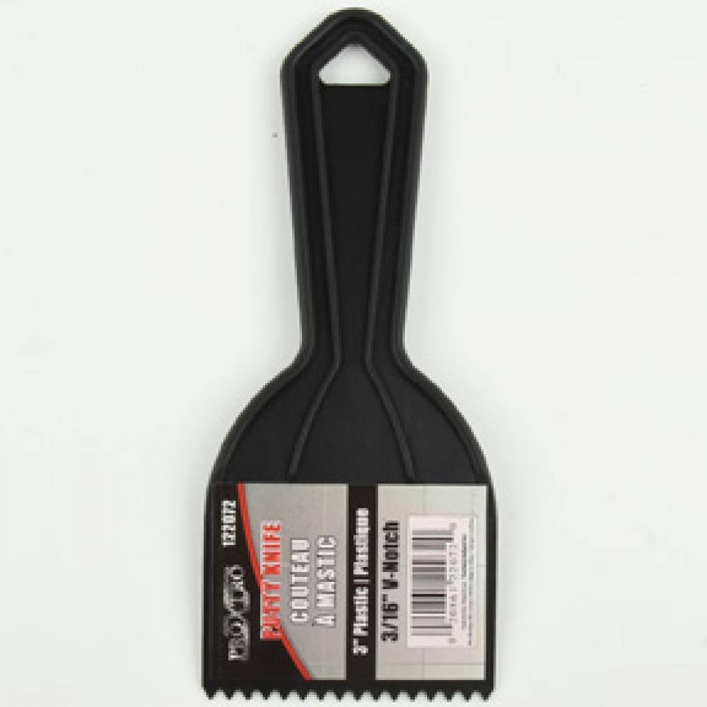 Putty Knife Spreader 3in 3/16in V Notch Plastic