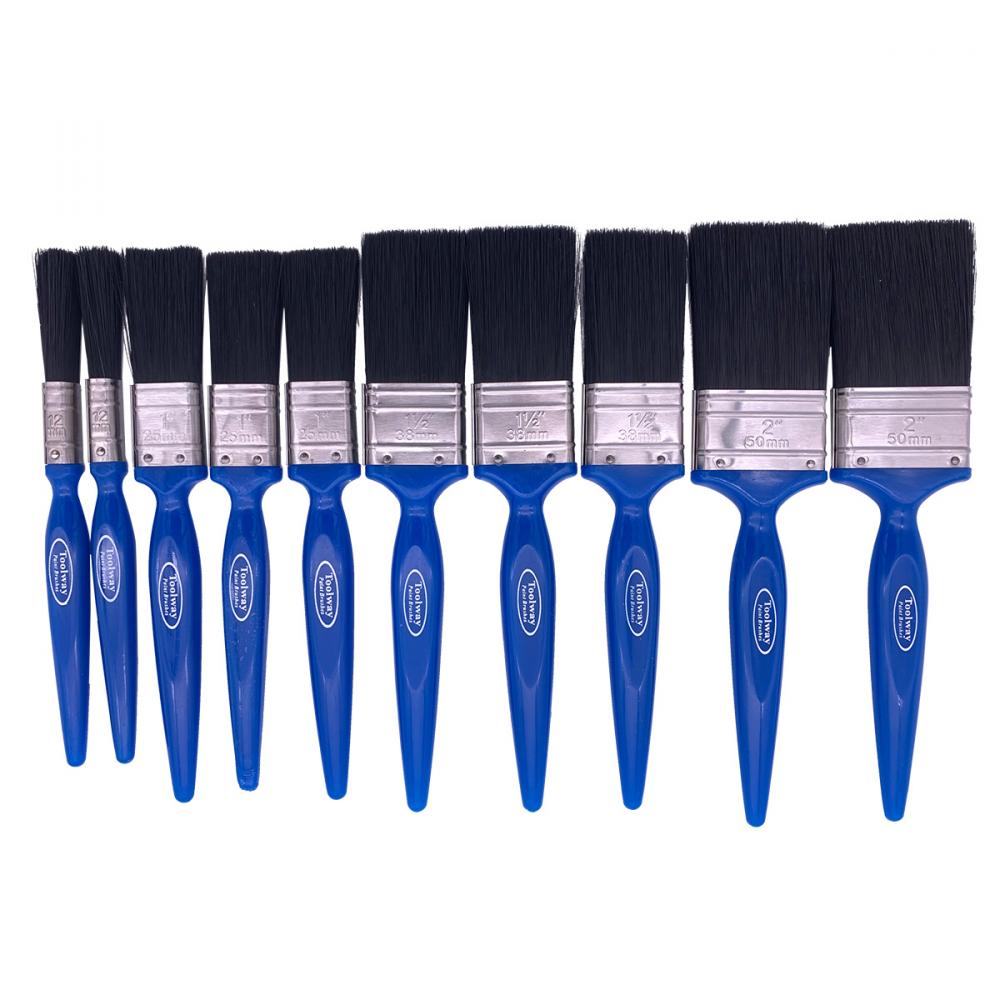 10PC Synthetic Flat Bristle Paint Brushes Set (1/2&#34;, 1&#34;, 1-1/2&#34;, 2&#34;)