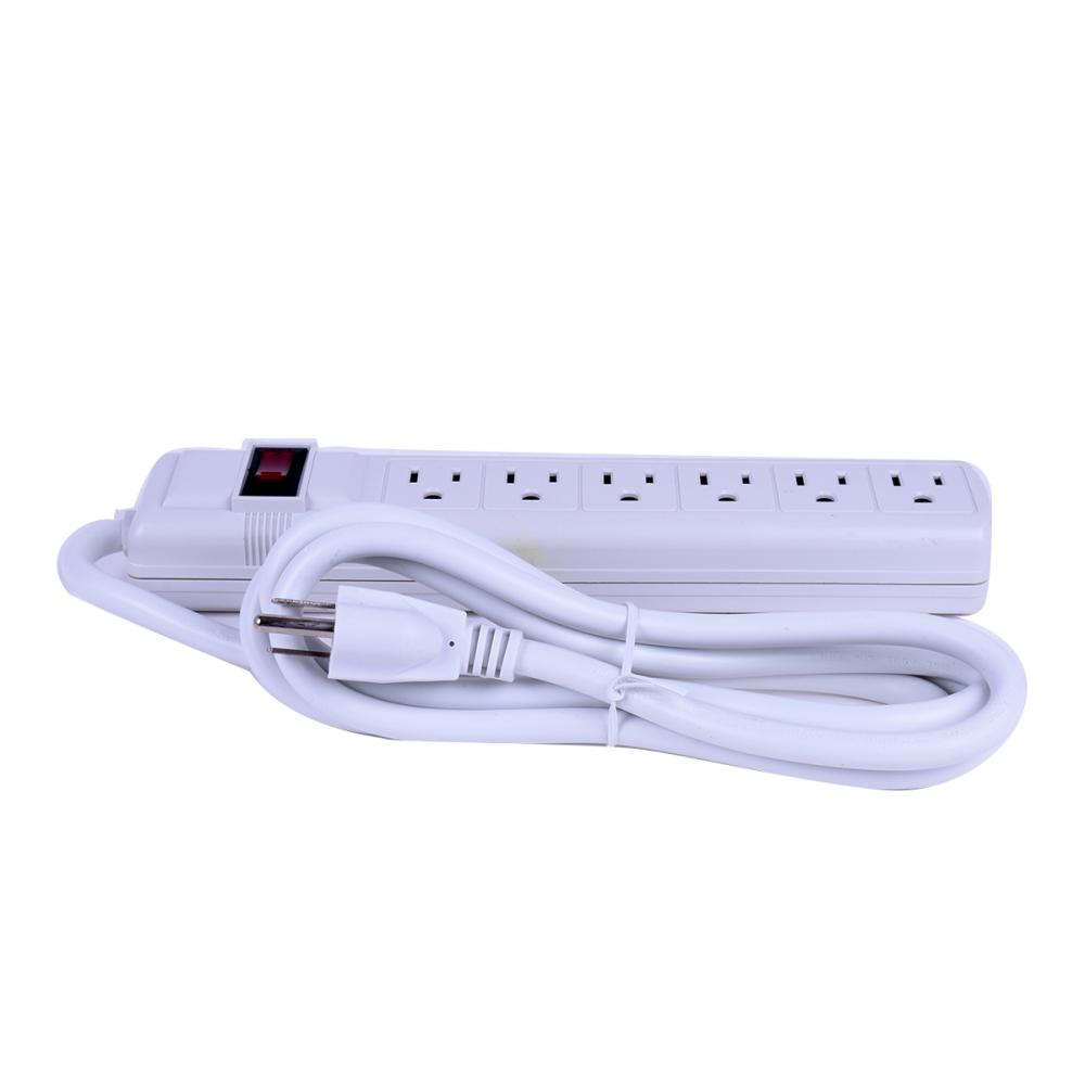 Power Bar with Surge Protection 6 Outlet 280 Joules White 6FT