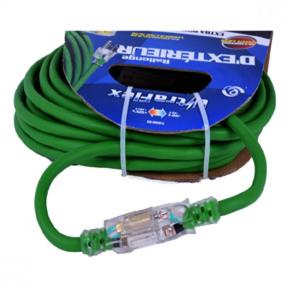 Extension Cord Outdoor SJEOW 12/3 Lighted Single Tap Green 30ft