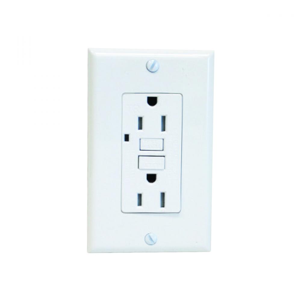 Decora 20-Amp T/P GFCI Receptacle with Wall Plate White