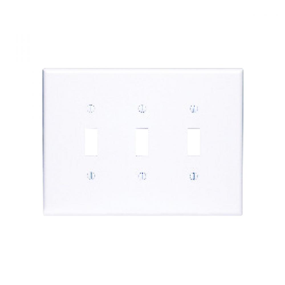 3 Gang Toggle Switch Plate White