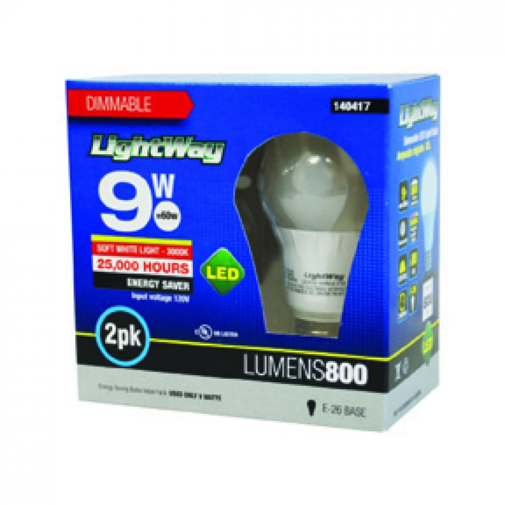 Bulb A19 LED Dimmable 9W Daylight 2pk