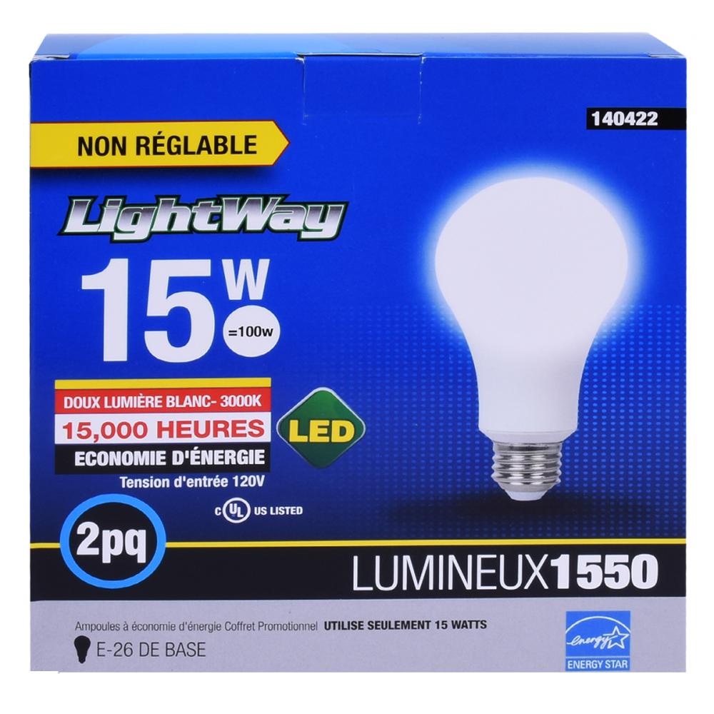 2PK Bulbs A19 LED Non-Dimmable 14W Soft White