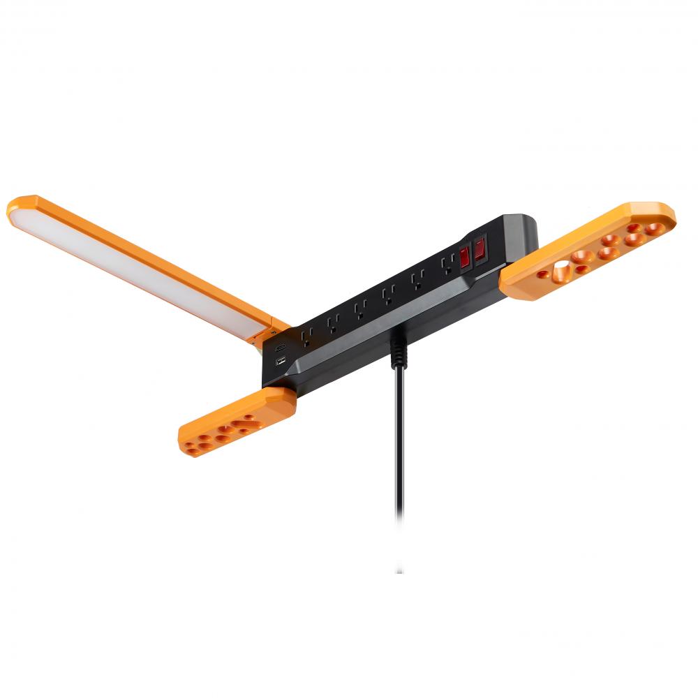 3-IN-1 Rotating Workbench LED Light SJTW 14/3 Power Bar USB