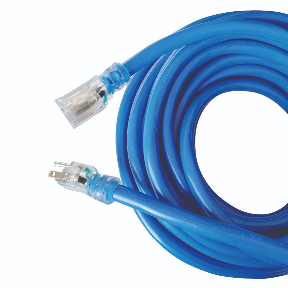 DuraDrive Extension Cord Outdoor SJTW 10/3 Single Tap Blue 100ft