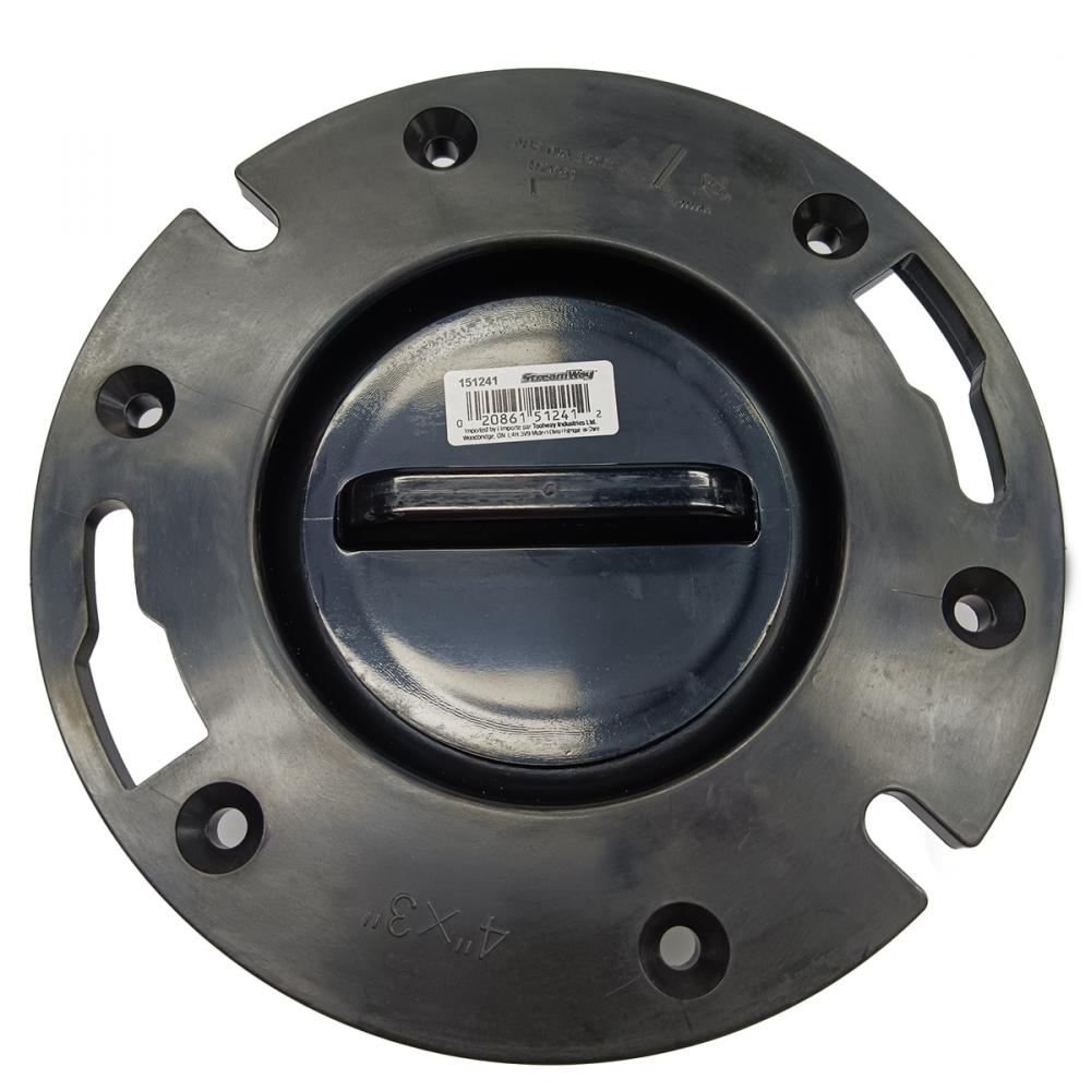 ABS Adjustable Floor Flange With Test Plate 4in x 3in Black