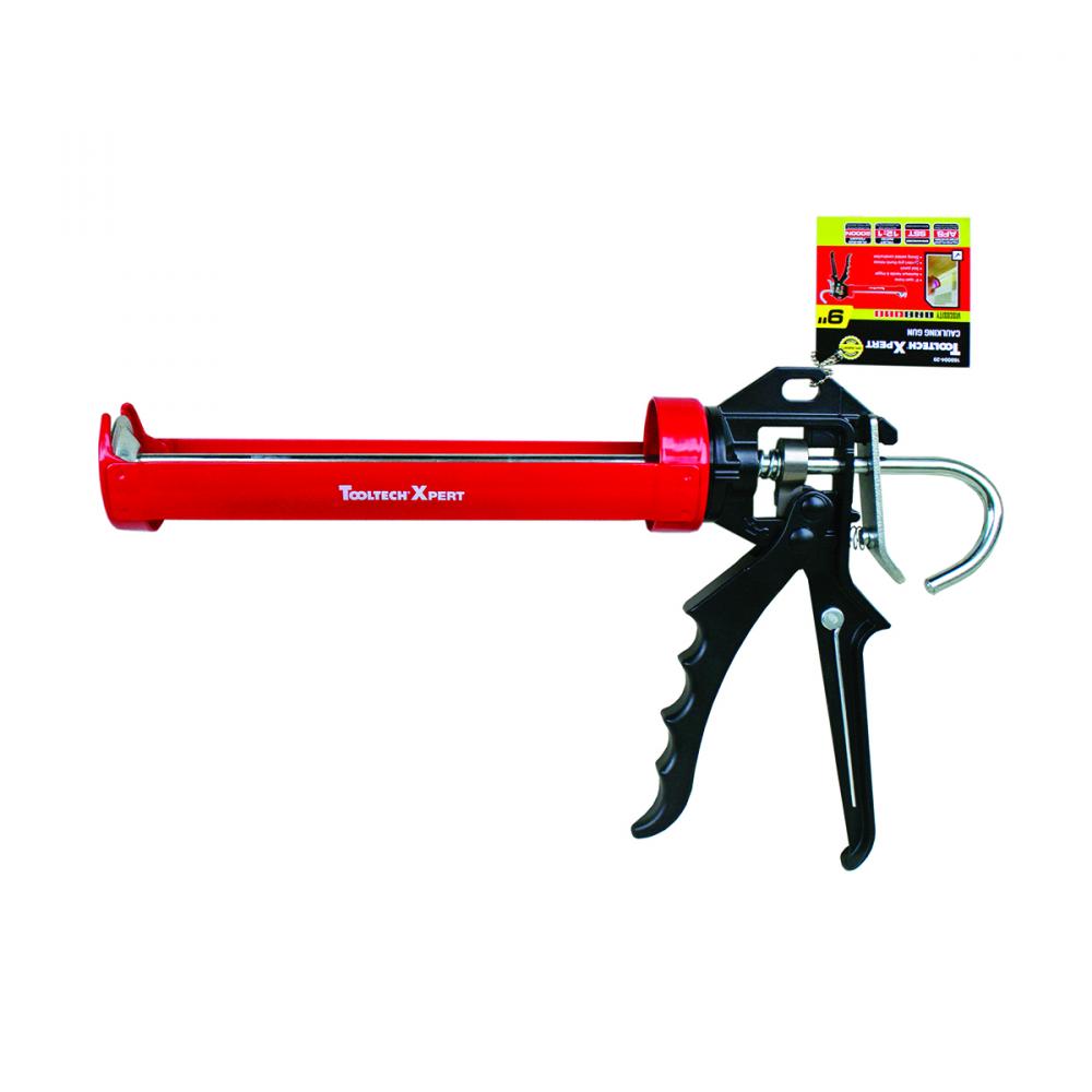 Pro Rotating Cradle-Style Comfort Grip Caulking Gun with Auto Flow Stop 9&#34; Red