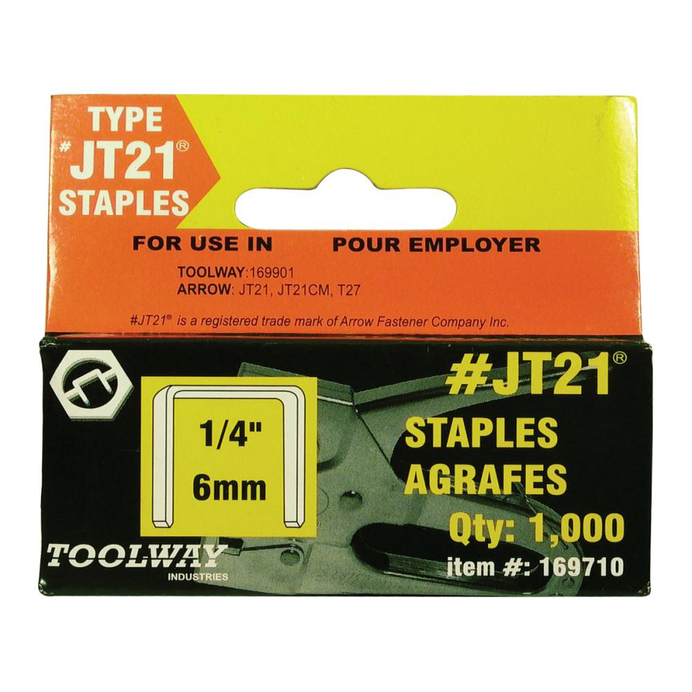 Staples JT21 ¼in x 7/16in Crown 20ga 5000/Box