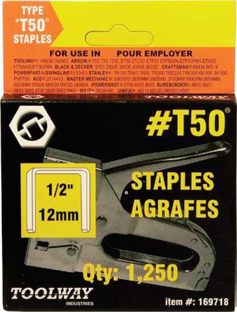 Staples T50 ½in x 3/8in Crown 20ga 5000/pk