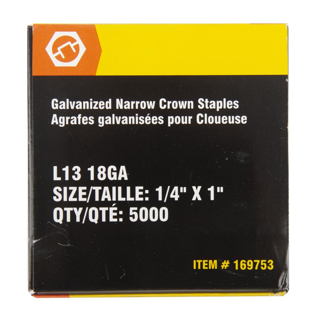 Staples L13 1in x ¼in Crown 18ga 5000/Box