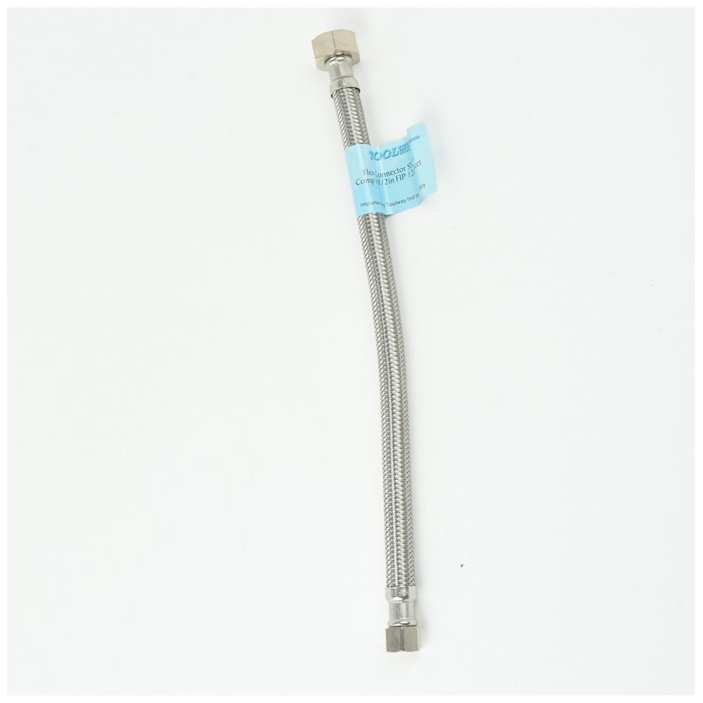 Flex Connector SS 3/8in Comp x ½in FIP 12in Faucet