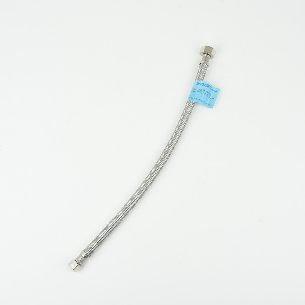 Flex Connector SS 3/8in Comp x ½in FIP 16in Faucet