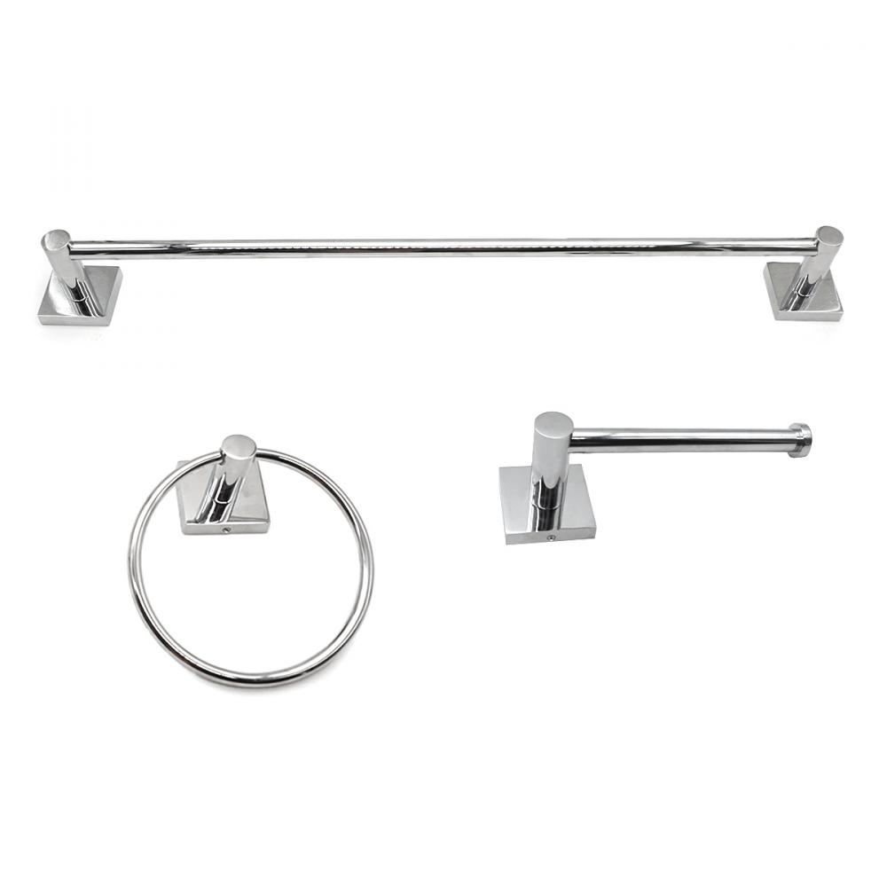 3PC Serenity Bathroom Hardware Wallmount Set Chrome