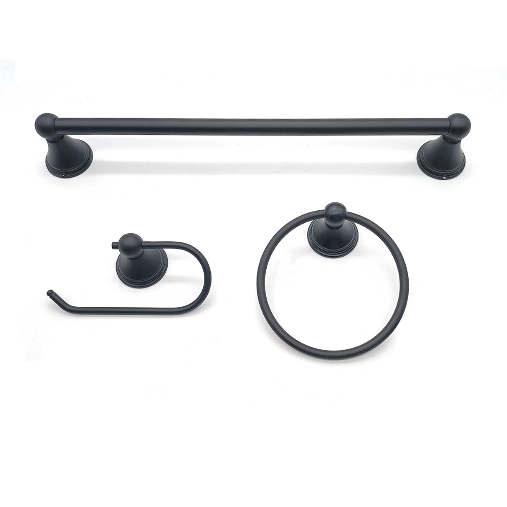 Venus Bathroom Hardware Wallmount Set 3pc Matte Black