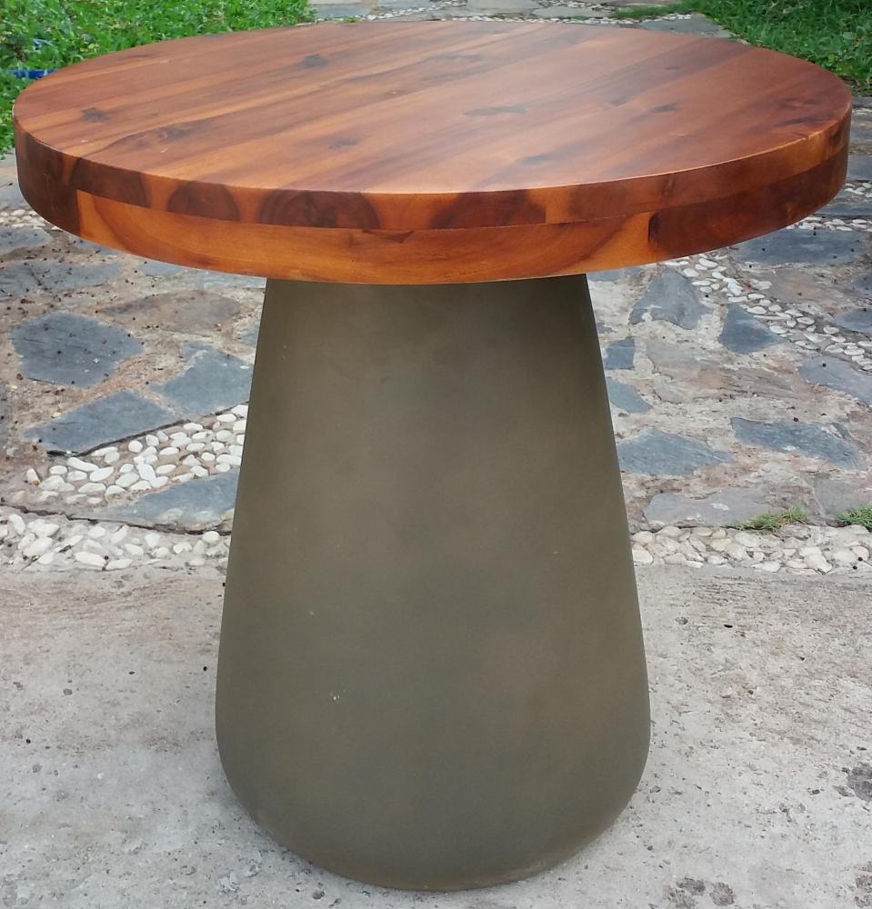 2PC Set Wooden Table on Concrete Base