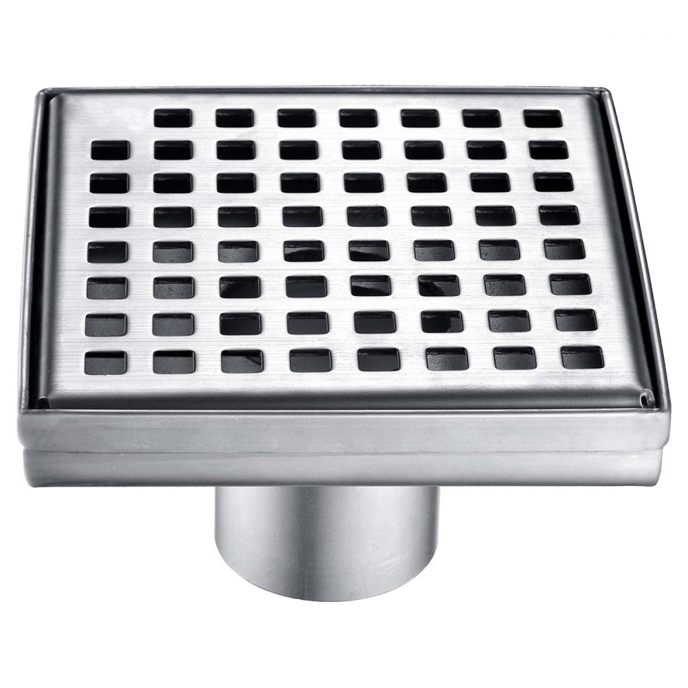 Square Shower Drain Sq. Grid 2in 5 3/32in x 5 3/32in x 3 1/8in