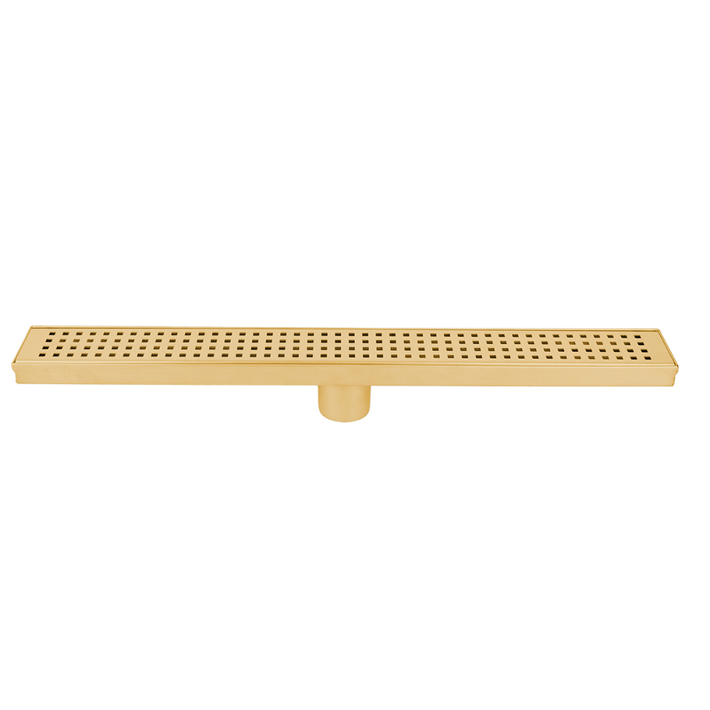 Linear Shower Drain Slot Grid 24&#34; x 2 3/4&#34; x 2 3/4&#34; Brushed Gold