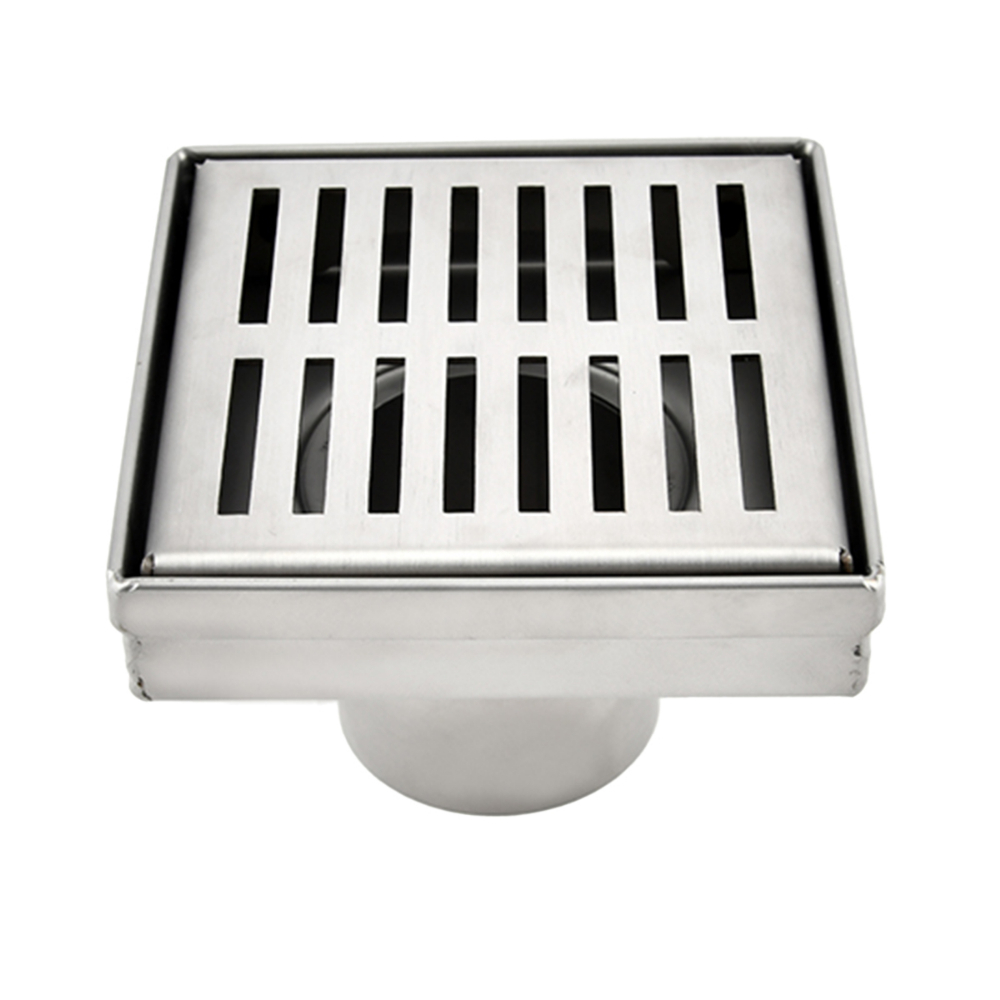 Square Shower Drain Slot Grid 4&#34; x 4&#34; x 2 3/4&#34; Brushed Stainless Steel