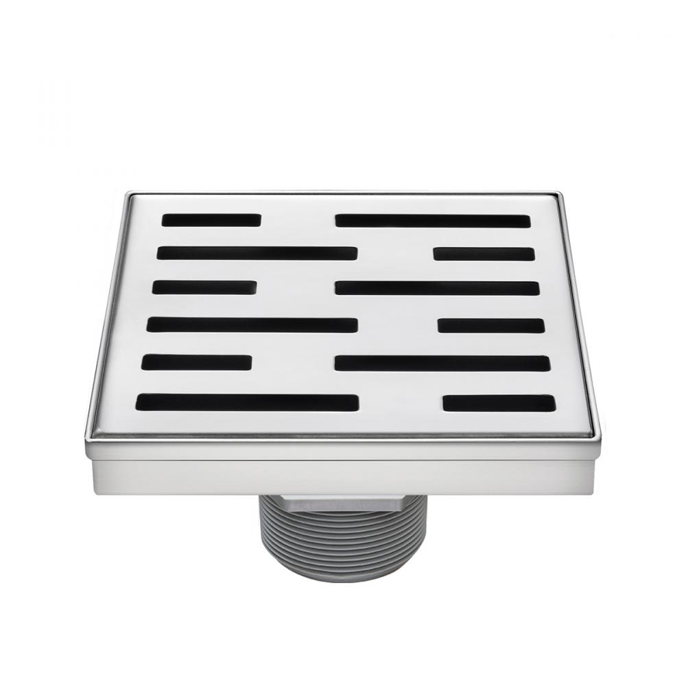 Eco Square Shower Drain Grill Grid 6in x 6in x 3-1/8in Brushed SS