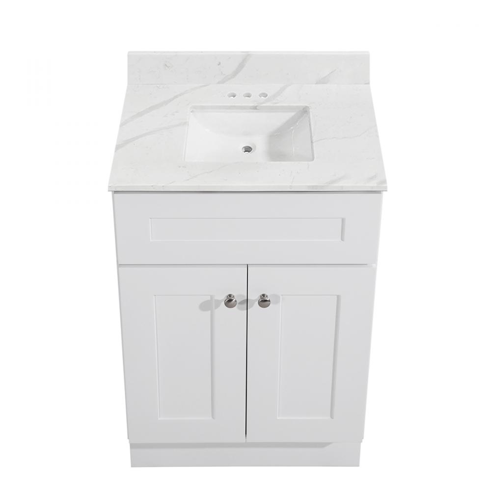 Newport Vanity w/Marble Top 2-Door 24in x 21in White