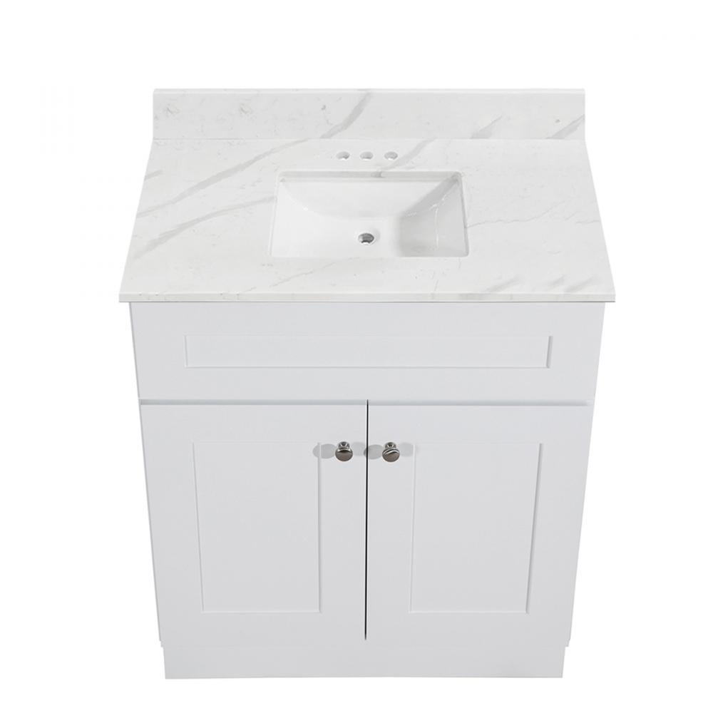 Newport Vanity w/Marble Top 2-Door 30in x 21in White