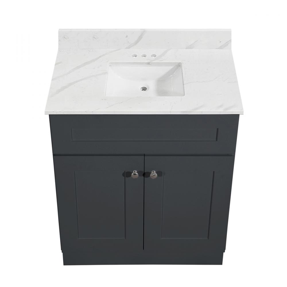 Newport Vanity w/Marble Top 2-Door 30in x 21in Dark Grey