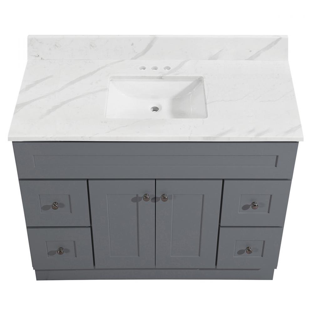 Newport Vanity Marble Top 2-Door/4-Drwr 48in x 21in Lt Gry