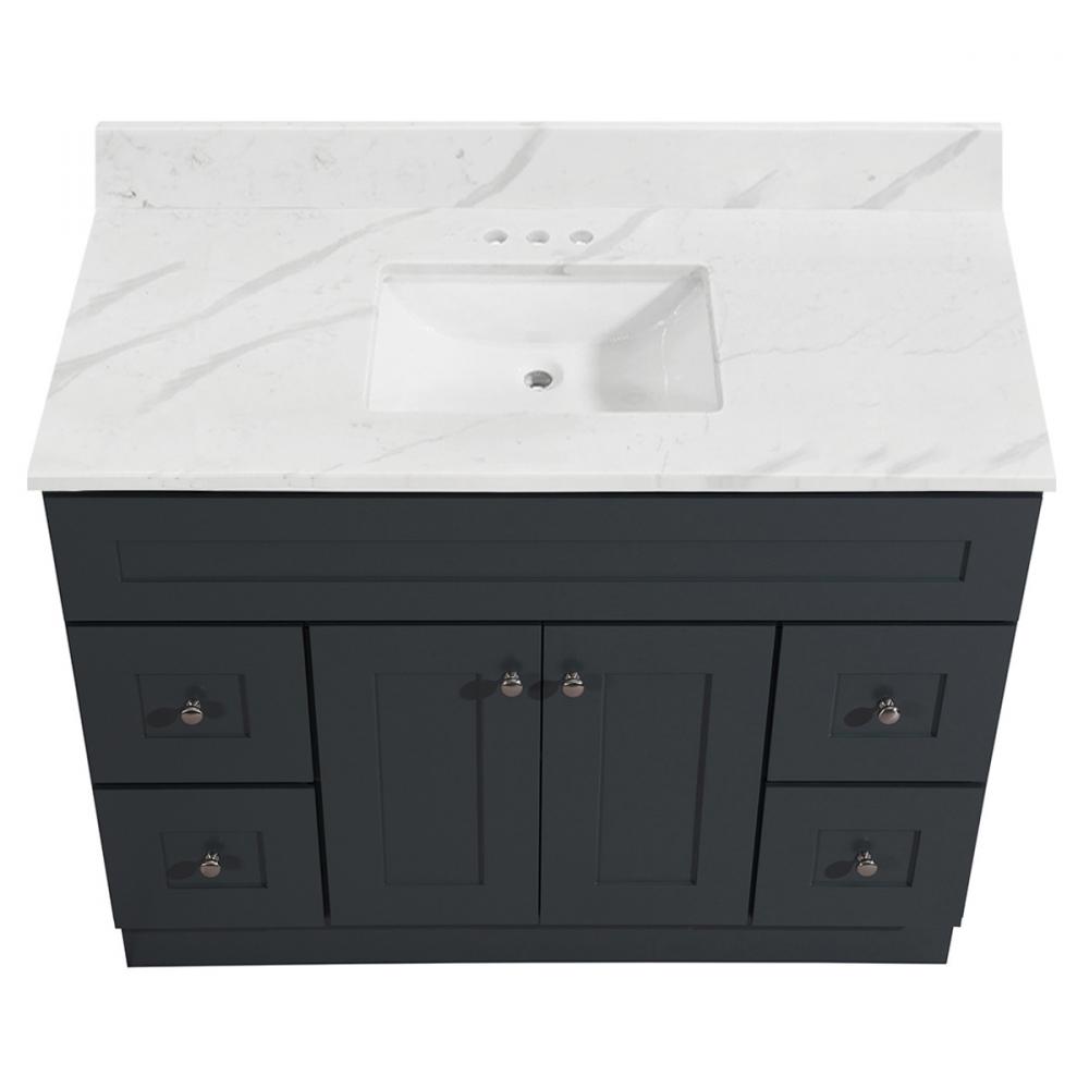 Newport Vanity Marble Top 2-Door/4-Drwr 48in x 21in Dk Gry