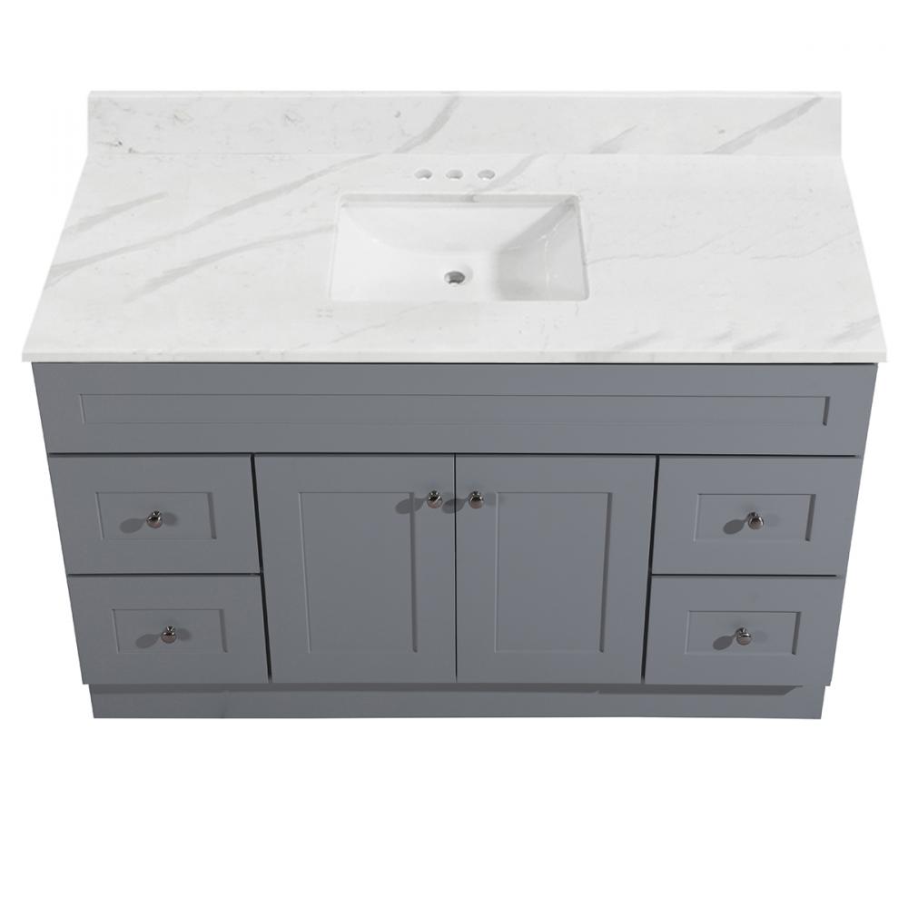 Newport Vanity Marble Top 2-Door/4-Drwr 60in x 21in Lt Gry