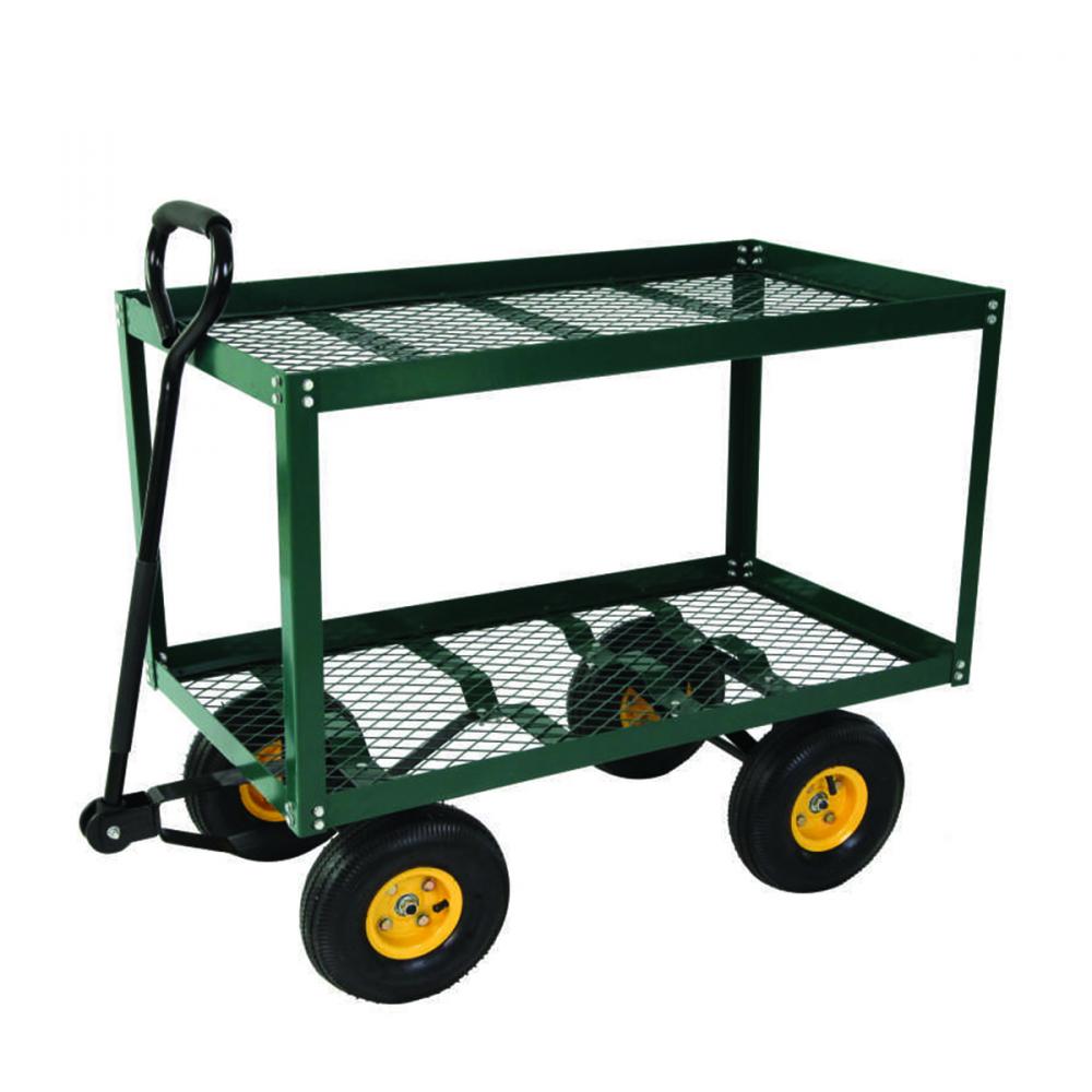 Double Deck Steel Nursery Cart w/Pneumatic Tires 34in x18in