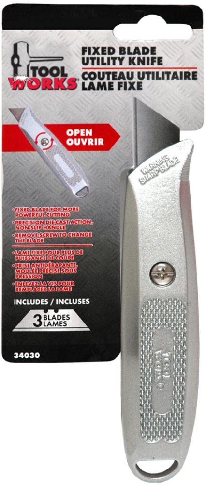 Utility Knife with Fixed Blade Includes 3 blades