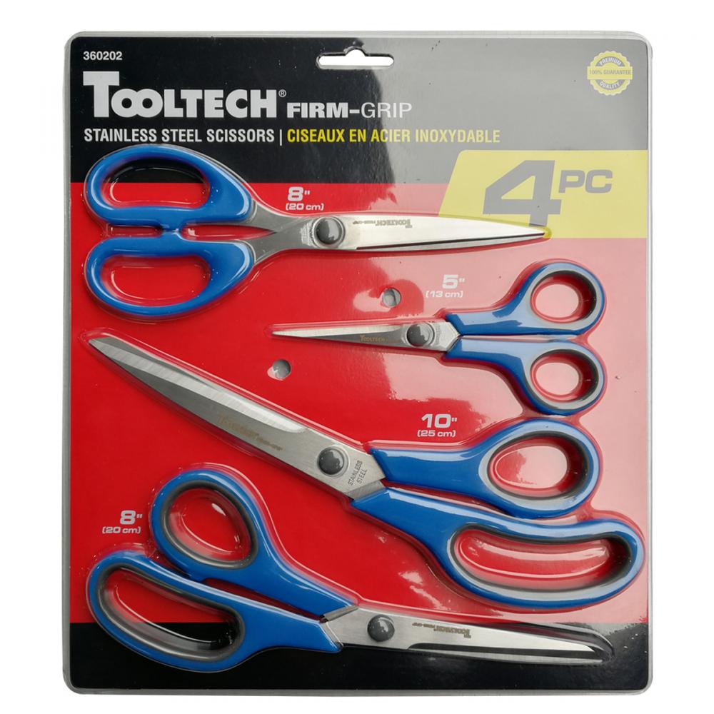 4PC Stainless Steel Scissors Set (5in, 8in, 8in, 10in)