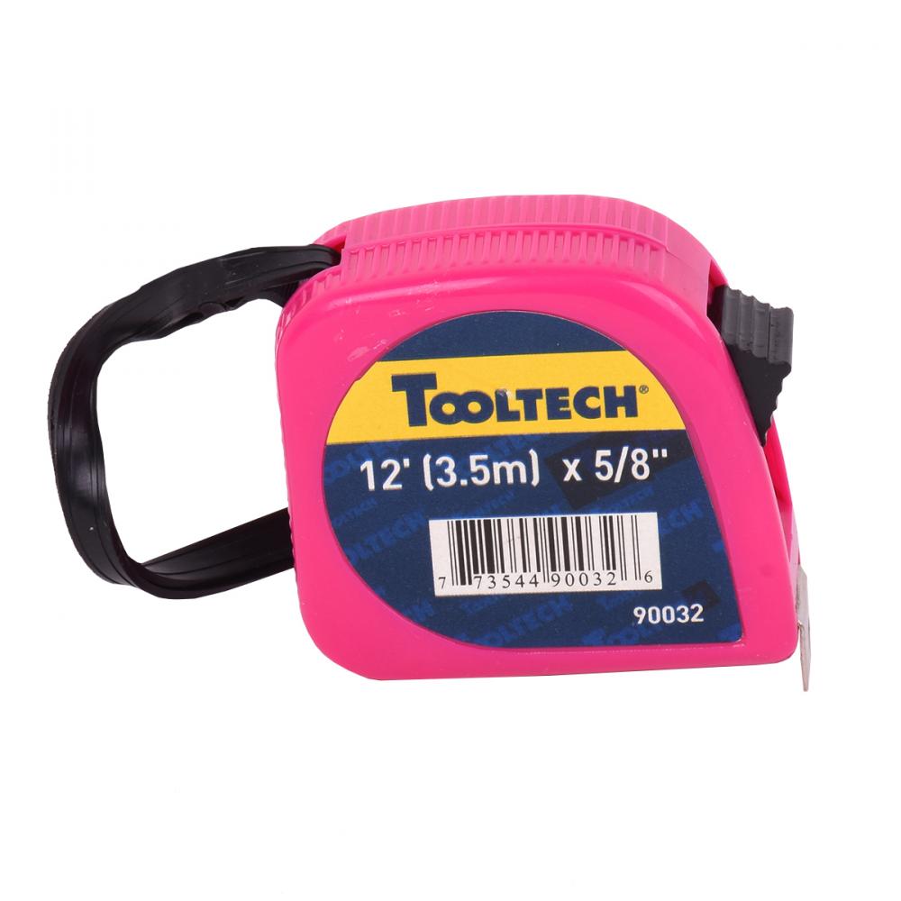 Tape Measure 12ft/3.5m x 5/8in Metric/Imperial Plastic Pink