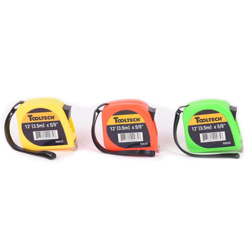 Tape Measure 12ft/3.5m x 5/8in Metric/Imperial Plastic Assorted Colours