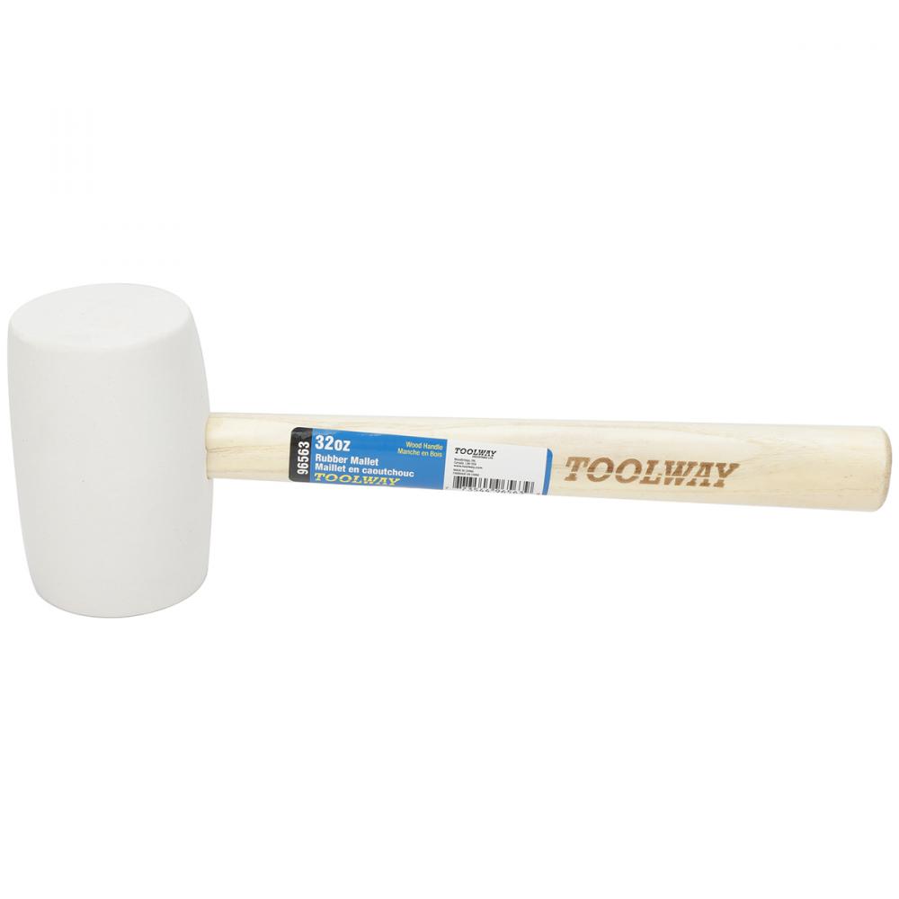 Rubber Mallet With Wood Handle 32oz White Head