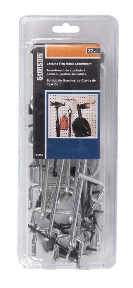 32Pc Pegboard Hooks Assorted ¼in