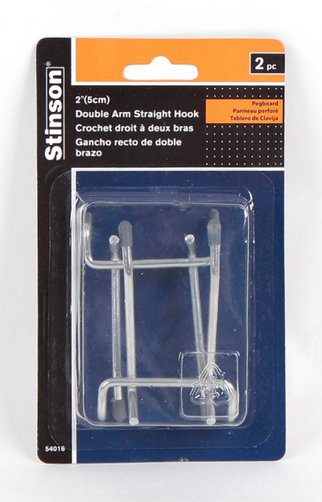 Double Arm Peg Hooks 2in 2Pk