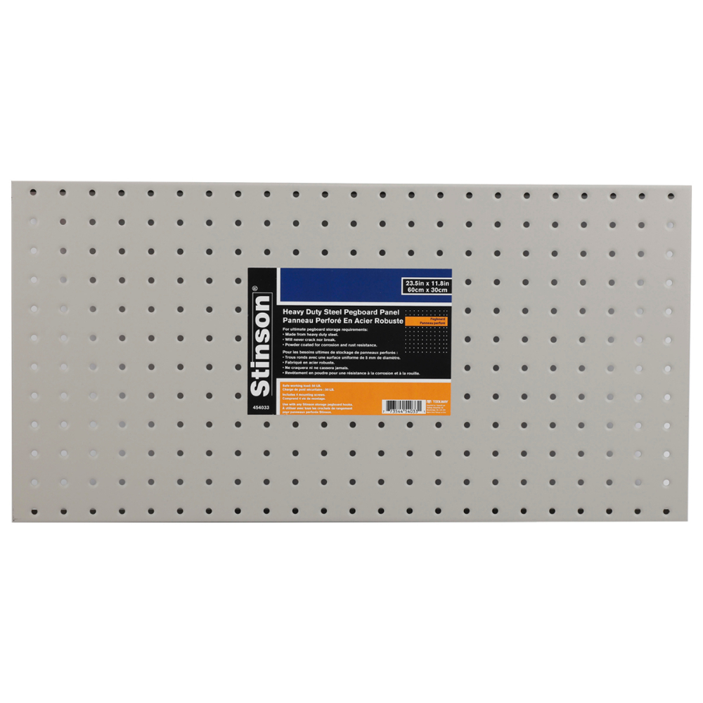 Heavy Duty Steel Pegboard Panel 23.5in x 11.8in Gray